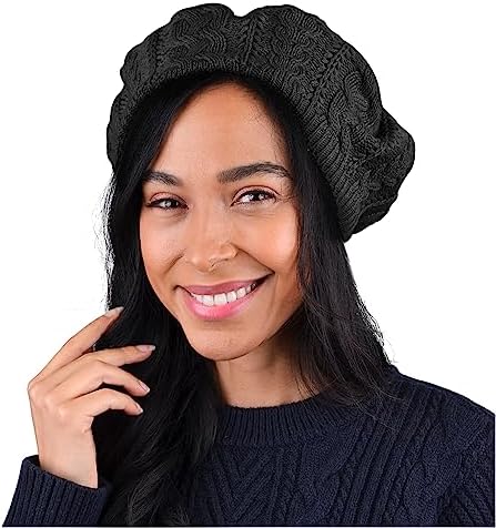Hshsclth Cable Knit Beret Hats for Women Breathable and Structured