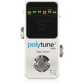 TC Electronic POLYTUNE 3 MINI Tiny Polyphonic Tuner with Multiple Tuning Modes and Built-In BONAFIDE BUFFER, White