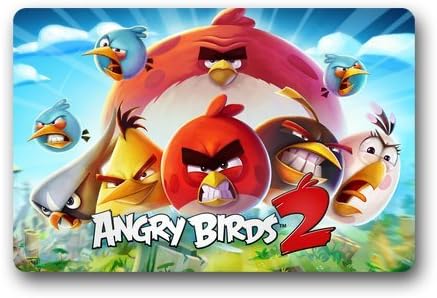 Cartoon Angry Birds Anti-Bacterial Rubber Back Doormat Entrance Mat Floor Mat Rug Indoor/Outdoor/Front Door/Bathroom Mats Rubber Non Slip (18"x30",L x W)