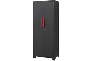 HPDMC Metal Garage Storage Cabinet with 4 Adjustable Shelves and Locking Doors 75-inch Tall Tool Organizer Steel Lockers for Home, Office, Warehouse, Garage, Red (Assembly Required)