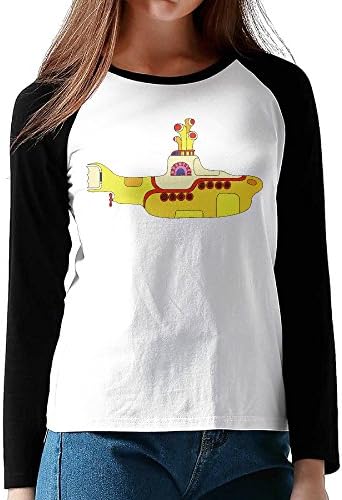 LOVEGIFTTO LADY Womens The Beatles LEGO Yellow Submarine O-Neck Long Sleeve Raglan Tee Shirt Medium