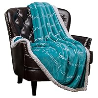 Chanasya Warm Hugs Positive Energy Healing Thoughts Super Soft Fleece Sherpa Microfiber Comfort Caring Teal Blue Gift Throw Blanket - Get Well Soon Gift for Women Men Cancer Patient - Teal Blanket