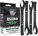 RHINO USA Soft Loops Motorcycle Tie Down Straps (4pk) - 10,427lb Max Break Strength 1.7" x 17" Heavy Duty Tie Downs for use with Ratchet Strap - Secure Trailering of Motorcycles, Kayak, Jeep, ATV, UTV