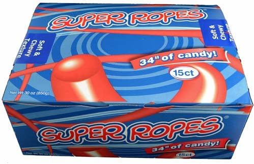 Super Ropes Rolling Red Licorice Ropes - 15 / Box