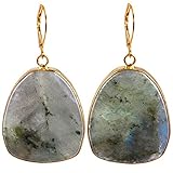 SUNYIK Natural Labradorite Lever-back Dangle Earrings