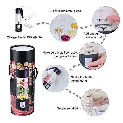 Portable Blender, TypeC Rechargeable Travel Juicer Cup Electric Mini