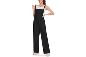 VUTRU Women's Overalls Loose Sleeveless Adjustable Straps Rompers Fashion Outfits Wide Leg Jumpsuits With Pockets