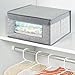 mDesign Soft Stackable Fabric Closet Storage Organizer Holder Box - Clear Window, Attached Lid, for Child/Kids Room, Nursery - Textured Print - Small, 2 Pack - Gray