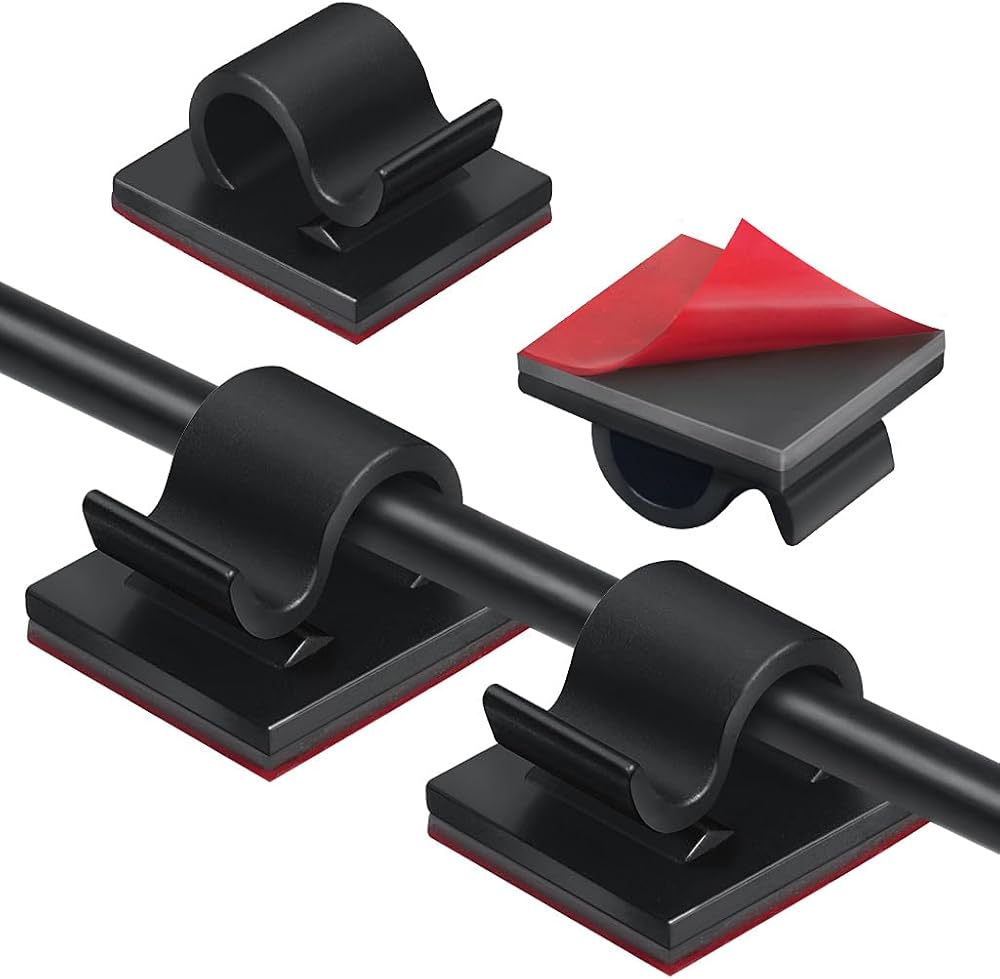 ZGTS 60Pcs Cable Clips Self Adhesive Outdoor Light Wire Clips 14mm 12.6mm Black