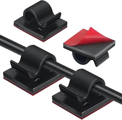 ZGTS 60Pcs Cable Clips Self Adhesive Outdoor Light Wire Clips 14mm 12.6mm Black