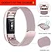 bayite Milanese Loop Bands Compatible Fitbit Charge 2, Stainless Steel Magnet Lock Metal, Rose Pink Large