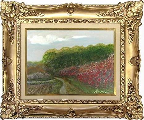 Amazon 伊東明生 春の野 F4号 油彩画 風景画 花畑 花園 田園 自然 油絵 絵画 B43 アートフレーム ポスター オンライン通販