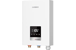 14kW Tankless Water Heater Electric, ORBEK 240 Volt On Demand Instant Hot Water Heater, with LED Digital Display, ETL Certified, Up to 3.38 GPM for 2-3 Point of Use