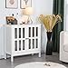 Yaheetech Floor Storage Cabinet with Glass Door and Storage Shelf, Wooden Console Table Display Storage Organizer Sideboard Buffet for Kitchen/Dining Room/Entryway/Bathroom, Accent Furniture White