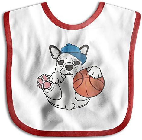 Funny Bulldog Hug Basketball Soft Cotton Newborns Bid Pinafore Saliva Towels Red