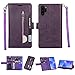 FLYEE Case Compatible with Galaxy Note 10 Plus (6.8 inch,Released 2019),Wallet Case for Women and Girls with Card Holder,10 Card Slots Flip PU Leather Zipper Protective Case with Wrist Strap -Purple