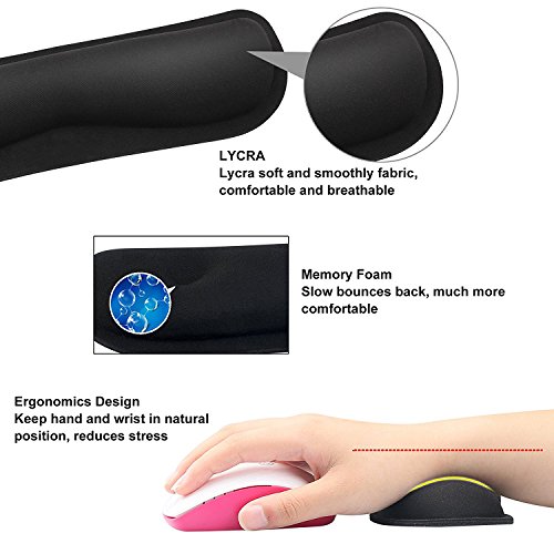 Timedmall Keyboard Wrist Rest Pad and Mouse Wrist Rest Support Mouse Pad for Computer and Laptop Mac Durable Comfortable Lightweight Non Slip Pad For Easy Typing Pain Relief Office Home Use