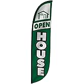 LookOurWay Feather Flag Banner - 12 Feet Tall Advertising Flags for Outside Business and Events Promotion - Swooper Flag Only - Real Estate Flags - Open House Green (10M1200078)