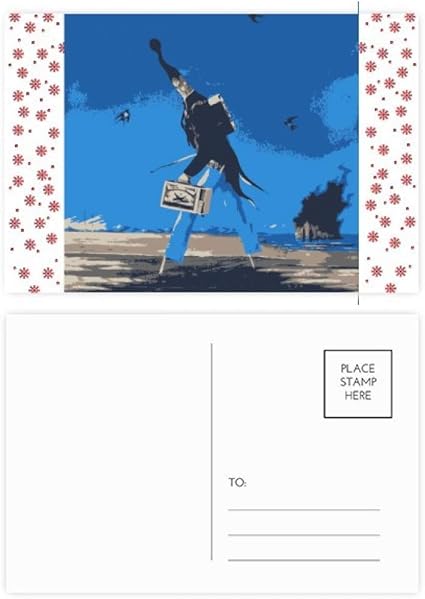 Amazon アニメ 青 背景 グロテスク イラスト クリスマス クリスマス 花 お祝い ポストカード 祝福 郵送カード ポストカード 絵柄付はがき 文房具 オフィス用品