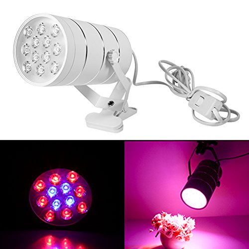 2Pcs 12W Adjustable LED Plant Grow Light Flexible Red Blue Clip Plant Lights Lamp Bulbs Organizer with Clamp for Indoor Plants Hydroponics Greenhouse Gardening Computers Office Task Lighting (White)