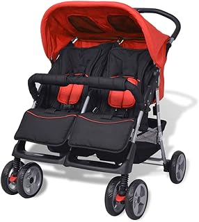 vidaXL Zwillingsbuggy Stahl Buggy Geschwisterkinderwagen Zwillingswagen Baby