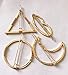 QTMY 4 Pcs Round Circle Triangular Lips Moon Shaped Hair Pin Clips Hair Jewelry Hair Accessories (Golden)