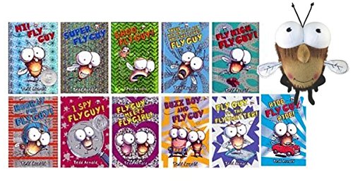 Fly Guy Set Books and Plush Toy Doll: Hi Fly Guy, Shoo Fly Guy, There Was an Old Lady Who, Fly High, Super Fly Guy, Fly Guy vs The Flyswatter, Ride Fly Guy Ride, Hooray for Fly Guy, and Fly Guy Meets Fly Girl, Buzz Boy and Fly Guy, I Spy Fly Guy
