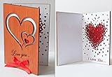 Handmade Real Wood Greeting Love Card with Hearts for Wedding Dating Anniversaries, Special Occasions and Best Happy Birthday Present for Him or Her (Office Product)