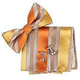 EBC1A17 Perfect Stripe Silk Pre-tied Bowtie Cufflinks Hanky For Mens By Epoint