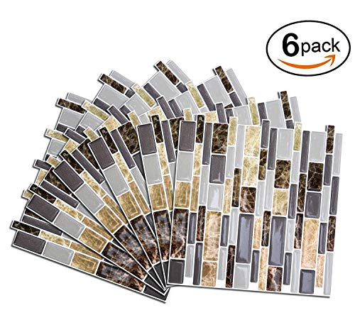 Premium Peel and Stick Tile for Kitchen Backsplash,Self Adhesive Stick On Backsplash Wall Tiles for Bathroom-10" x 10" (6 Sheets)