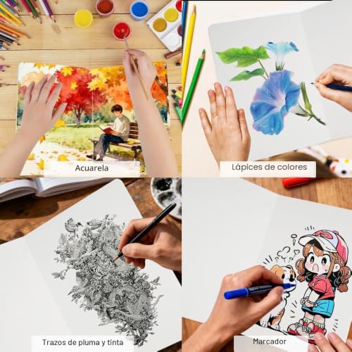 Mocrop Watercolor Sketchbook 13x19cm 100% Cotton 24 Sheets - 48 Pages, Fine Grit - Cold Pressed - Acid Free, for Beginners and Artists to Capture Moments on Travel