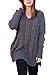 Sidefeel Women Casual V Neck Loose Fit Knit Sweater Pullover Top X-Large Grey