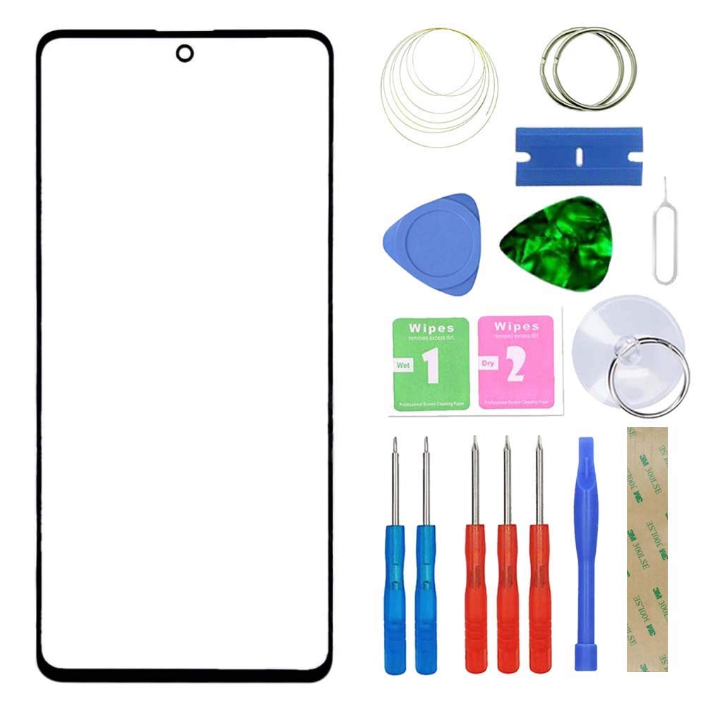 MovTEK Screen Replacement Front Glass Repair Kit Genuine for Samsung Galaxy A71 SM-A715F 6.7" (No Touch and LCD Display) with Tools - Black