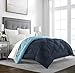 Sleep Restoration Full/Queen Comforter - Reversible Bed Duvet Insert - Thick, Warm, Fluffy Down Comforter Alternative - Hotel Quality Bedding Comforters - Navy/Sky Blue