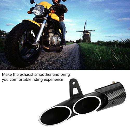 Suuonee Exhaust Pipe, Universal Glossy Black 51mm Motorcycle Slip on Exhaust Muffler Rear Pipe Tailpipe - Thumbnail 4