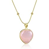 PESOENTH Crystal Heart Pendant Necklaces for Women,Healing Crystal Stone Gold Plated Necklace Gemstone Jewelry Gifts for Women Her Valentines Day Birthday Anniversary