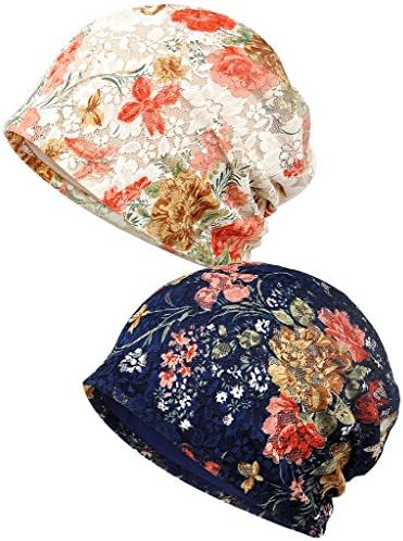 I VVEEL Womens Indoors 100% Lace Beanie- Soft Sleep Cap for Hairloss, Cancer, Chemo