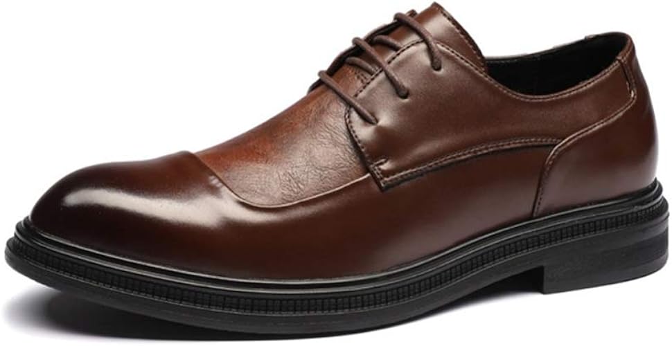 Amazon Yybo ビジネスシューズ レースアップ ラウンドトゥ 革靴 ストレートチップ メンズ 紳士靴 撥水加工 衝撃吸収 脚長 走れるビジネス 黒 茶 おしゃれ お洒落 シンプル 入社式 メンズ ドレスシューズ 小さいサイズ 大きいサイズ ビジネスシューズ