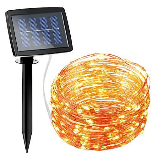 Amir solar powered string lights 150 led, 2 modes steady on/flash…