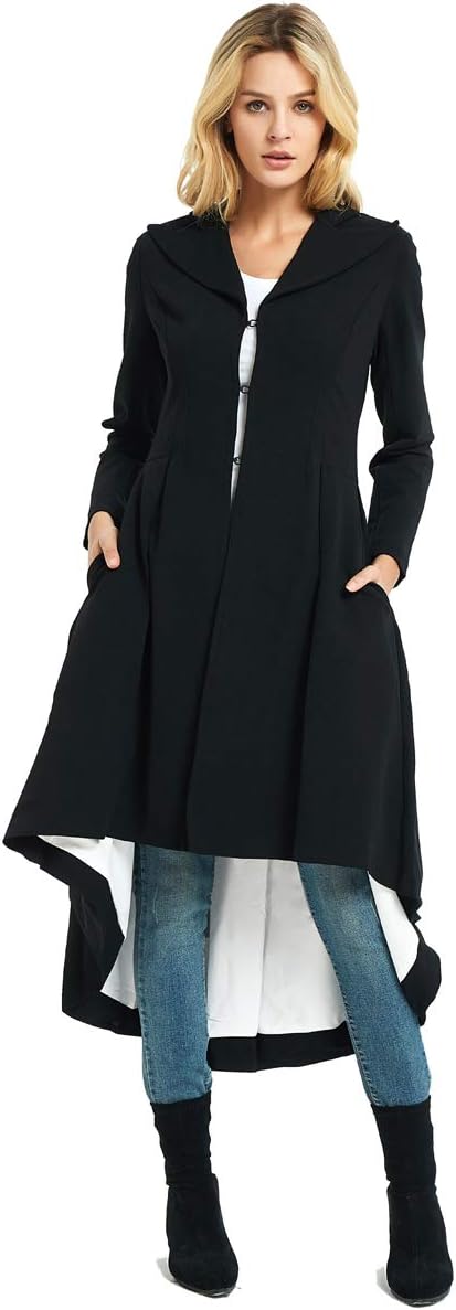 City In Left Women's Slim Long Dovetail Turn-Down Collar Trench Coat Gothic Clothing