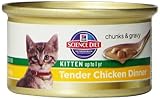 Hill's Science Diet Kitten Tender Chicken Dinner Chunks and Gravy Cat Food Can, 2.9-Ounce, 24-Pack