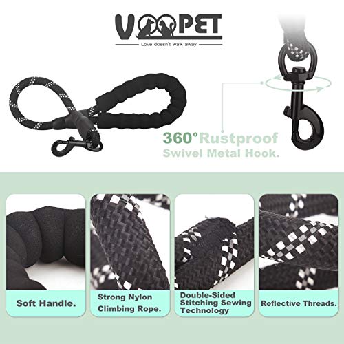 voopet 2 Feet Nylon Dog Leash, Strong Leash with Highly Reflective Threads for Medium Large Heavy Duty Dog Leads, Easy Control with Short Dog Leash for Climbing Training Walking and Guiding Blind