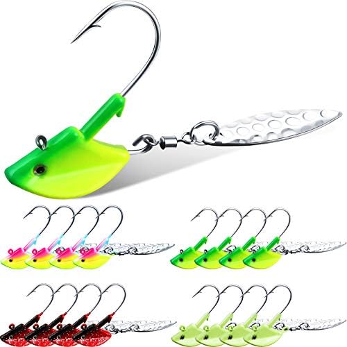 16 Pieces Underspin Jig Heads Fishing Jig Heads Hook with WillowShaped