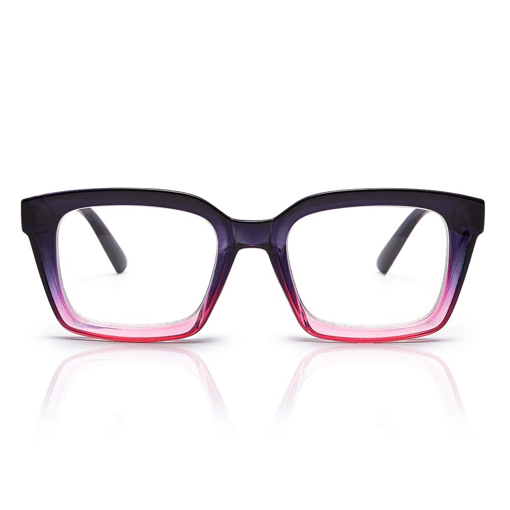 JiSoo Reading Glasses 3.0 Women Men Designer Oversized Readers,Ladies Reading Glasses 3.0+ Large Frame，3.0 Purple