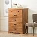 South Shore Prairie 5-Drawer Dresser, Country Pine with Metal Handles & Knobs