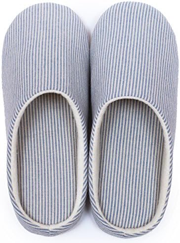 Relaxed Foot Slippers | Organic Cotton &amp; Memory Foam | 1 Pair with Storage Bag (X-Large, Blue)