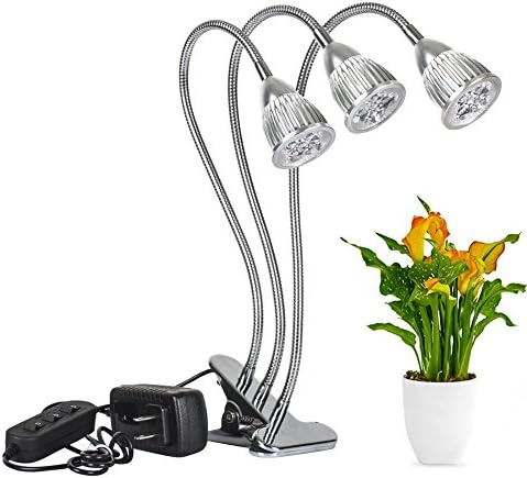 BOLXZHU 15w Desk Clip LED Grow Light, Clip Desk Grow Light with 360 Degree Flexible Gooseneck Three on/off Switch Hydroponic System Flowering Growing Greenhouse Lights for Indoor Plants