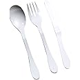 KNORK Eco 24 Piece (Fork, Knife, Spoon) Plant Based Cutlery, Reusable Bamboo Flatware Set, White