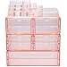 Sorbus Acrylic Cosmetics Makeup and Jewelry Storage Case X-Large Display Sets -Interlocking Scoop Drawers to Create Your Own Specially Designed Makeup Counter -Stackable and Interchangeable (Pink)