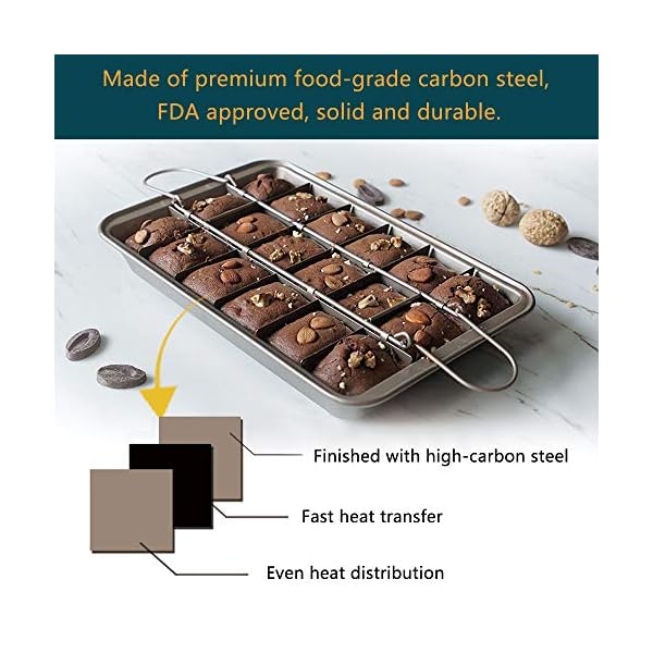 Blkthun-with-Dividers-Brownie-Pan-Non-Stick-Carbon-Steel-Bakeware-with-18-Pre-Slice-Oven-Baking-Tray-30-X-20-X-5-cm Blkthun Brownie BakingTray with Dividers Brownie Pan - Non-Stick Carbon Steel Bakeware with 18 Pre-Slice, Brownie Tin…
